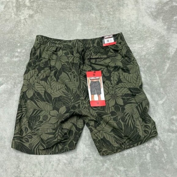 Mens Swim Shorts Green Tropical Print Recycled Polyester Medium M a0191 - Picture 6 of 8